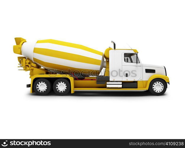 isolated concrete mixer with clipping path