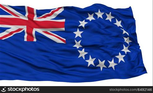 Isolated Cook Islands Flag, Waving on White Background, High Resolution