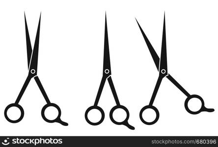 Isolated cutting scissors icon on white background, 3D rendering