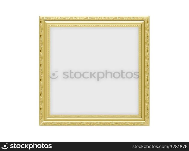 Isolated decorative golden frame over white