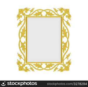 Isolated decorative golden frame over white background
