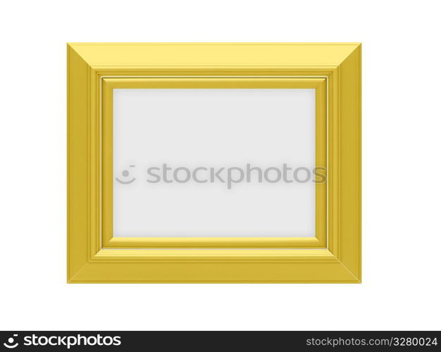 Isolated decorative golden frame over white background