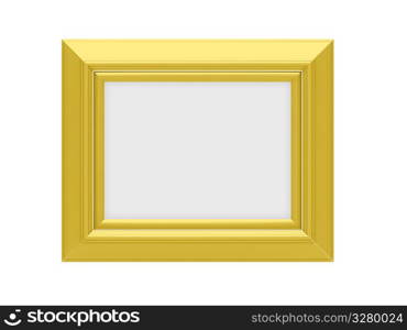 Isolated decorative golden frame over white background