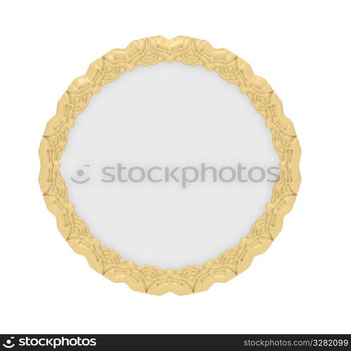 Isolated decorative golden frame over white background