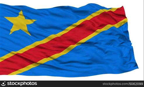 Isolated Democratic Republic of Congo Flag, Kinshasa. Isolated Democratic Republic of Congo Flag, Waving on White Background, High Resolution