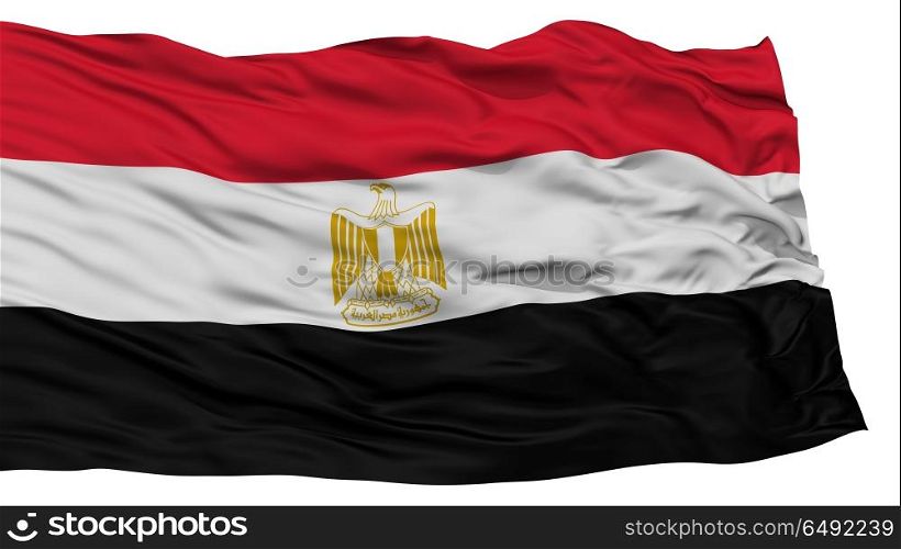 Isolated Egypt Flag, Waving on White Background, High Resolution
