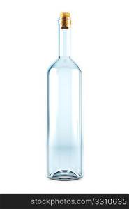 isolated empty glass bottle. 3d rendering