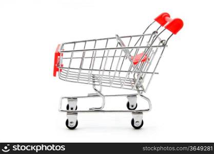 isolated empty shopping cart on white background