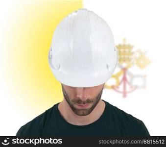 Isolated engineer with flag on background - Vatican