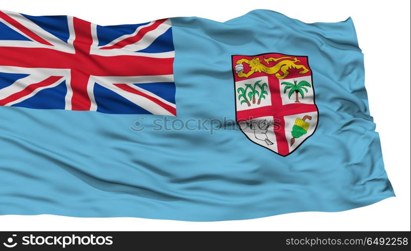 Isolated Fiji Flag, Waving on White Background, High Resolution