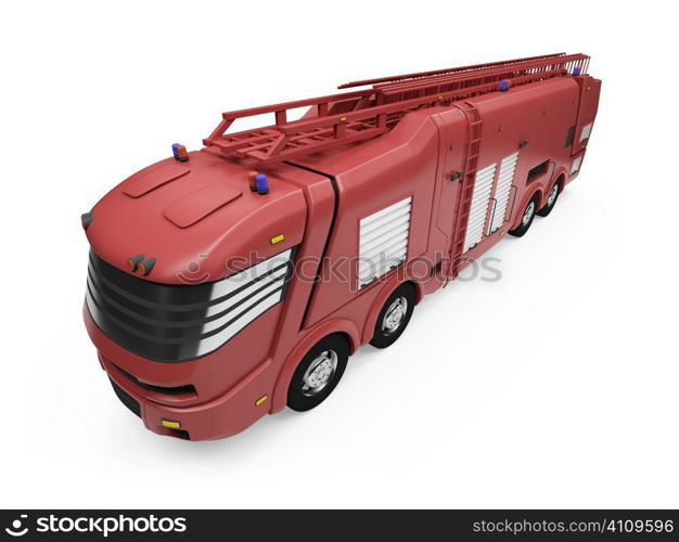 Isolated firetruck over white background