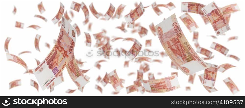 isolated five thousand rubles rain over white