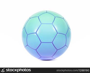 Isolated football or soccer ball with purple to green gradient centered on a white background with drop shadow