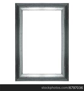 Isolated frame silver colour. Wooden frame silver colour with copy space isolated over white