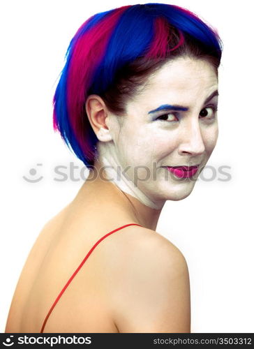 isolated freak girl funny portrait photo