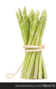 Isolated fresh Asparagus bundle on white background