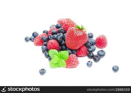 Isolated fresh berries with mint