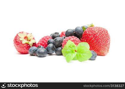 Isolated fresh berries with mint