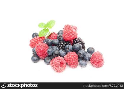 Isolated fresh berries with mint
