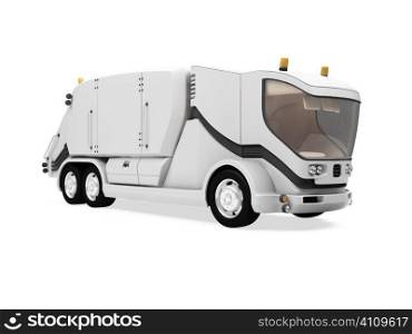 Isolated future trash truck front view over white background