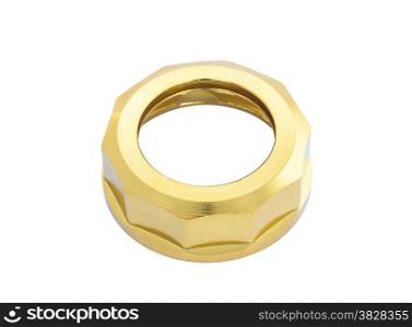 Isolated gold nut on white with clipping path