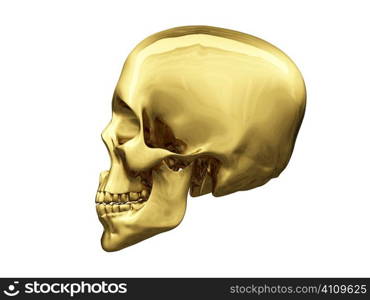 isolated gold skull over white