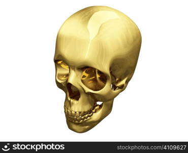 isolated gold skull over white