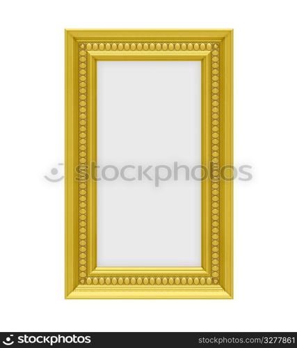 Isolated golden frame over white background