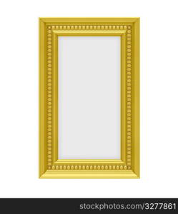 Isolated golden frame over white background