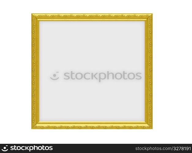 Isolated golden frame over white background