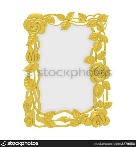 Isolated golden frame over white background