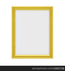 Isolated golden frame over white background