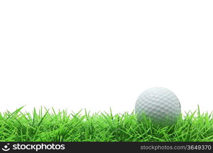 isolated golf ball on green grass over white background
