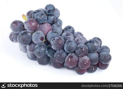 Isolated grapes with drops on white background