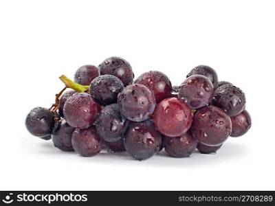 Isolated grapes with waterdrops on white background