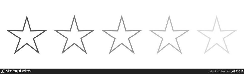 Isolated gray star icons in set, ranking mark. Isolated gray star icons in set, ranking mark. Modern simple favorite sign, decoration symbol for website design, web button, mobile app.