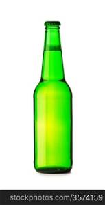 isolated green bottle of beer