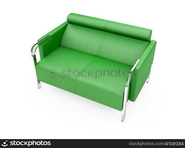 isolated green sofa over white background
