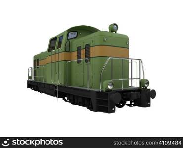 isolated green train over white background