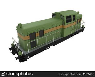 isolated green train over white background