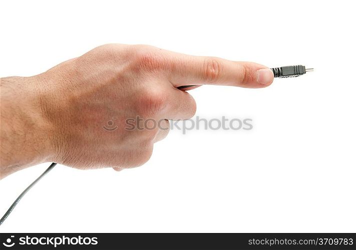 Isolated hand with usb plug