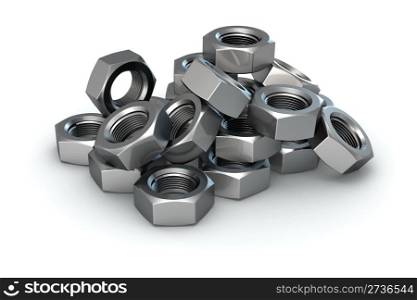 Isolated heap of metal nuts