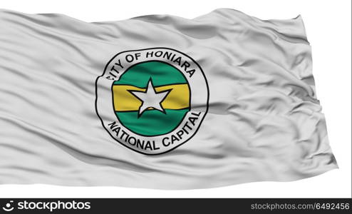Isolated Honiara City Flag, Capital City of Solomon Islands, Waving on White Background, High Resolution