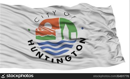 Isolated Huntington City Flag, City of West Virginia State, Waving on White Background, High Resolution