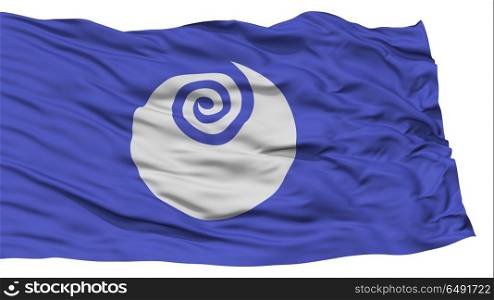 Isolated Ibaraki Japan Prefecture Flag, Waving on White Background, High Resolution