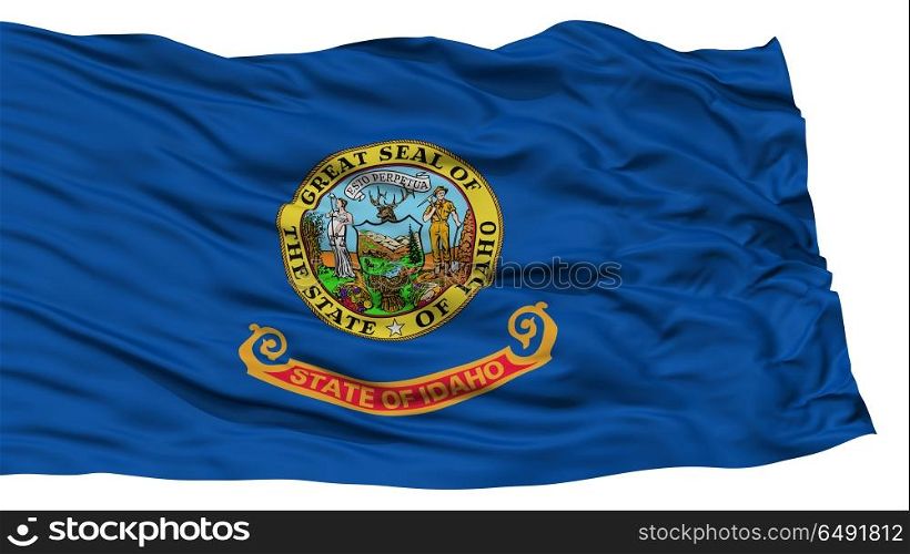 Isolated Idaho Flag, USA state, Waving on White Background, High Resolution
