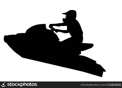 Isolated Image of Jet-Ski Racer Ramping in Air