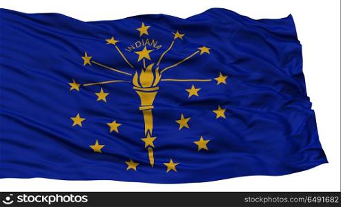 Isolated Indiana Flag, USA state, Waving on White Background, High Resolution