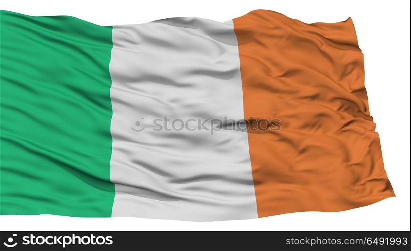 Isolated Ireland Flag, Waving on White Background, High Resolution