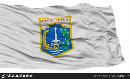 Isolated Jakarta City Flag, Capital City of Indonesia, Waving on White Background, High Resolution